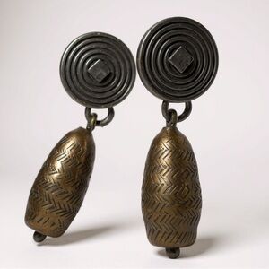 “Vintage Mark Boroson MB SF Sterling & Brass Pierced Earrings Geometric 80s”